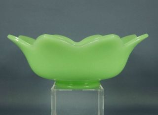 Antique Chinese Jade Green Peking Glass Bowl Lotus Flower Petal Shape 3