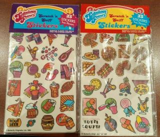 Vintage Spindex 80s Sniff Stickers Nip Root Beer Tutti Frutti Grape Pizza Trend