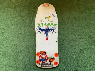 Vintage Lester Kasai Og 80s Clown Skateboard Deck White W/ Yellow Top