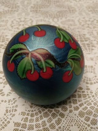 Vintage 1984 Orient And Flume Cherries Paperweight Signed