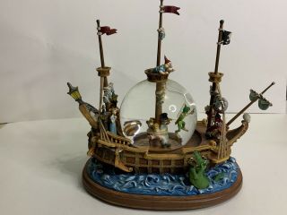 Disney Peter Pan Captain Hook Pirate Ship Musical Snow Globe