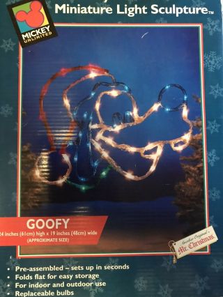 Vintage Disney Goofy - Mr.  Christmas - Light Rope Sculpture - 1997