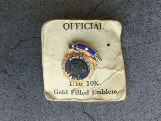 Vintage American Legion 5 Years Gold Filled Emblem Tie Tack Lapel Pin 10k