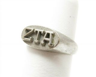Vintage Zeta Tau Alpha Sterling Silver Fraternity Ring Size 5
