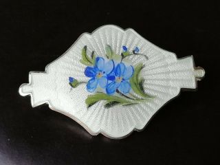 Vintage Jewellery Signed Ivar T Holth Blue And White Enamel Norway Brooch Silver