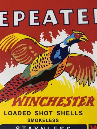 1961 VINTAGE  WINCHESTER  (REPEATER) PORCELAIN GAS & OIL SIGN 12 INCH 3