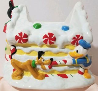 Disney Gingerbread House Mickey Minnie Donald Duck Goofy Pluto Cookie Jar 3
