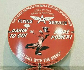 Vintage Flying A Gasoline Porcelain Football Gas Service Station Pump Sign