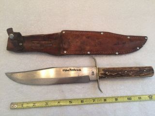Vintage Bowie Knife E.  C.  Solingen Germany W/ Sheath Stag Handle 13 "