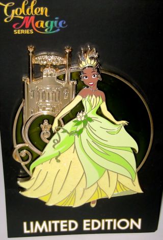 Tiana Rare Jumbo Le Disney Pin ✿ Princess Frog Gold Kingdom Castle Orleans Acme