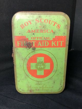 Vintage Boy Scouts Of America,  Official 1940s First Aid Kit,  Johnson & Johnson