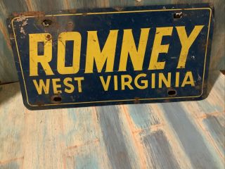 Vintage Romney West Virginia Front Tag