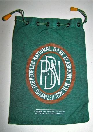 Vintage Canvas Deposit Bag - The Peoples National Bank Of Claremont N.  H.