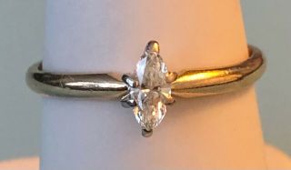 Vintage 14k Plumb Gold Marquise Diamond Engagement Ring.  25 Ct.  1/4 Ct.  Sz.  7.  5