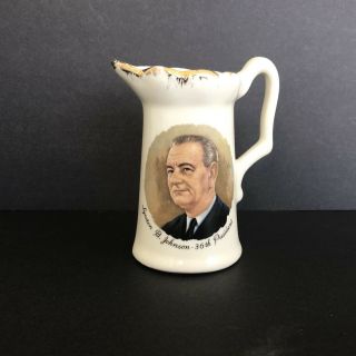 Lyndon B Johnson 36th President Ceramic Pitcher Creamer 3 3/4 " Vintage Usa