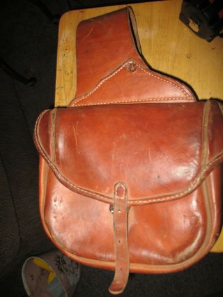 Vintage Leather Western Saddle Bags Horse Tack Motorcycle Bags