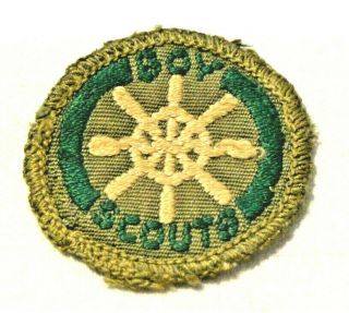 Ship’s Wheel Boy Scout Pilot Proficiency Award Badge White Back Troop Small