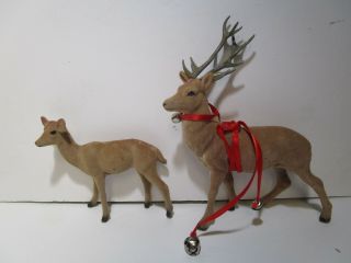 Vintage Deer Covered In Flock Velvet Buck,  Fawn For Winter Display