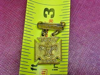Vintage Boy Scout 1 Year 100 Percent Duty Pin Early Gold Plate