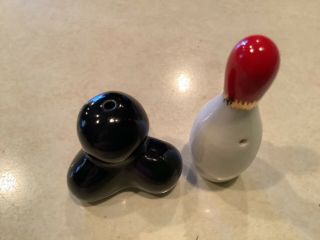 Vintage Arcadia Minature Salt & Pepper Shakers Bowling Pin & Balls