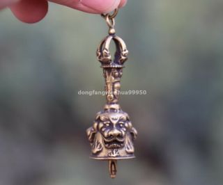 5 Cm China Copper Bronze Beast Vajra Dorje Rattle Handbell Vajra Bell Pendants
