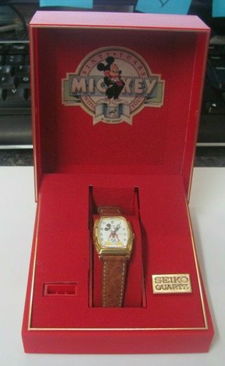 F 8627 Old Pawn Mickey Mouse Disney Seiko 60th Anniversary Quartz Watch Boxed