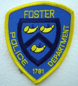 Foster Ri Department 1781 Blue & Yellow Embroidered Police Uniform Hat Patch