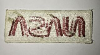 VINTAGE NASA WORM LOGO PATCH red letter,  white background 4 1/4 