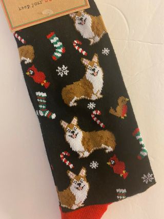 Pembroke Welsh Corgi Dog Men’s Christmas Dress Socks Black Shoe Size 8 - 12