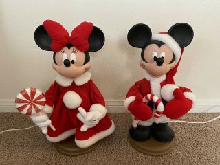 Christmas Animated Disney Mickey & Minnie Mouse Figures Very