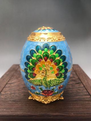 Chinese Hand Make Cloisonne Peacock Toothpick Holder A58