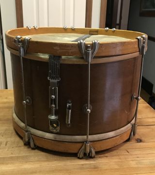 1920s 1930s Leedy Snare Drum 11x 15 " Wood Marching Field Antique Vintage