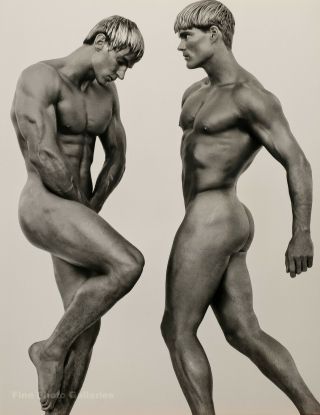 1992 Vintage Herb Ritts Two Male Nude Men Physique Muscle Body Photo Engraving