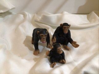 2001 Schleich Chimpanzee Family Female Male Baby Retired 14189 14191 14192