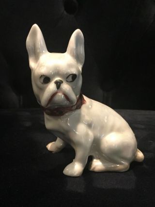 Vintage French Bulldog Boston Terrier Porcelain Ceramic Pearlized Figurine Japan