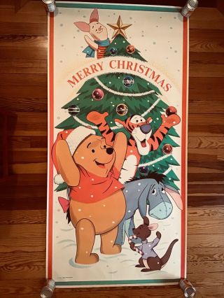Vintage Winnie The Pooh Merry Christmas Poster 72 " X 36 " Walt Disney