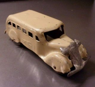 Vintage Marx Greyhound Bus Pressed Steel Toy Wind - Up