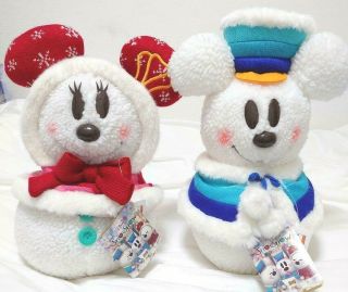 Tokyo Disney Snowman Mickey Minnie Plush Doll Christmas 2018 Big Size White Xmas