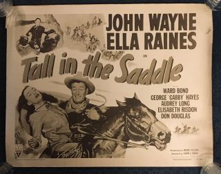 Vintage Tall In The Saddle Movie Poster Black & White 22x28 John Wayne