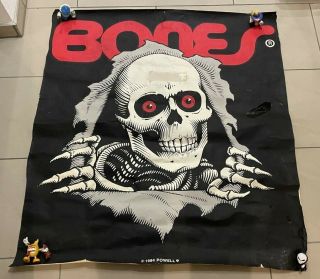 Vintage Powell Peralta Skateboard Bones Wheels Ripper Banner 1984 Artist Vcj