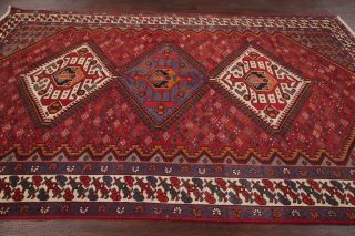 Antique Geometric Tribal Bakhtiari Oriental Area Rug Red Hand - Made 7x10