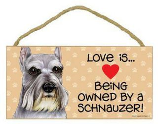 Love Is Being Owned By A Schnauzer Sign Plaque Dog 10 " X 5 "