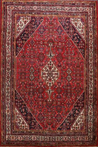 7x10 Vintage Traditional Hamedan Hand - Knotted Area Rug Geometric Oriental Carpet