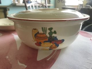 Vintage Homer Langhlin Fiesta Covered Casserole Dish With Platter