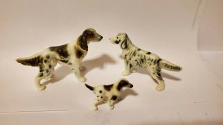 Vintage Miniature Bone China Vintage Dog Puppy Family Of 3 English Setter