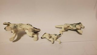 Vintage Miniature Bone China Vintage Dog Puppy Family of 3 English Setter 3