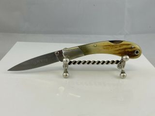 Orvis Stainless Italy Vintage Hand Made Pocket Knife With Stag Handle