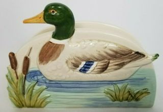 Otagiri Vintage Duck Pond Mallard Napkin Letter Holder Ceramic Made In Japan