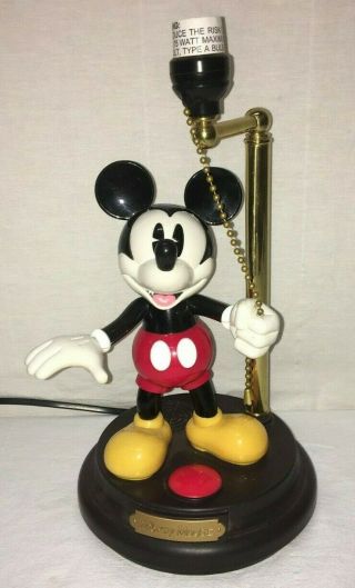 Rare Mickey Mouse Animated Talking Lamp,  Vintage Disney 15 " No Shade,