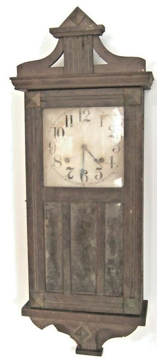Vintage Wooden Arts Crafts Mission Gibert Oak Wall Clock - Parts